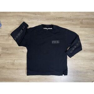 River Stone Black Mens Sz L Pullover Long Sleeve Sweatshirt Pocket Stripes